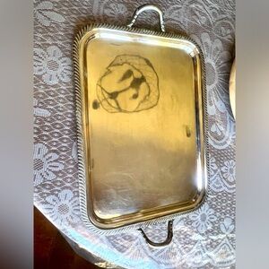 Vintage 18” Smith Silver Co. Handled Silver Soldered Serving Tray U.S.N Anchor